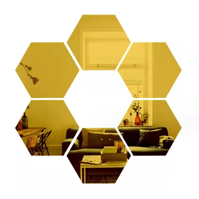 3D Hexagon Mirror Wall Sticker