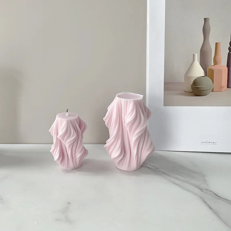 Geometric shape cylindrical wave candle