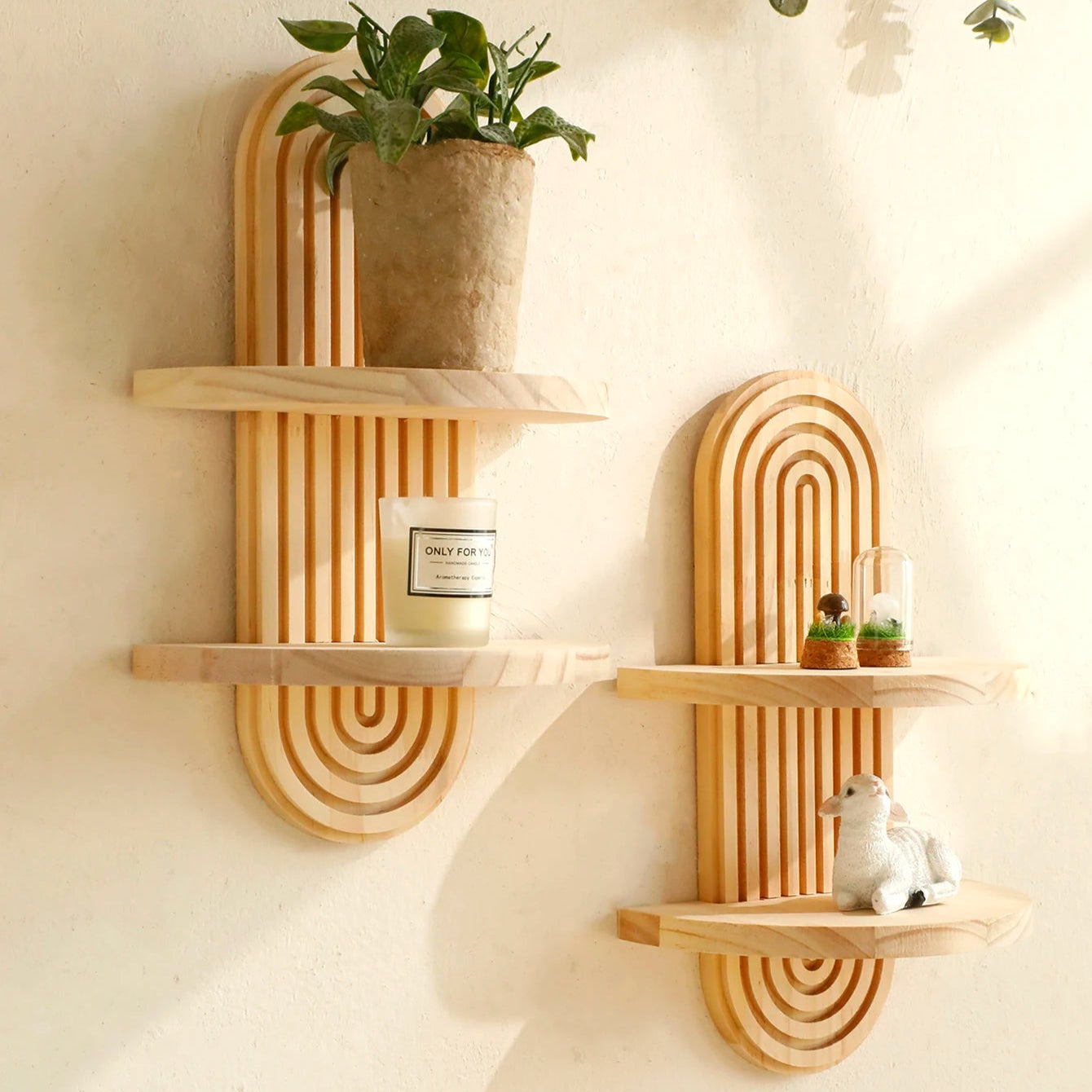 Boho Style Wooden Wall Shelves