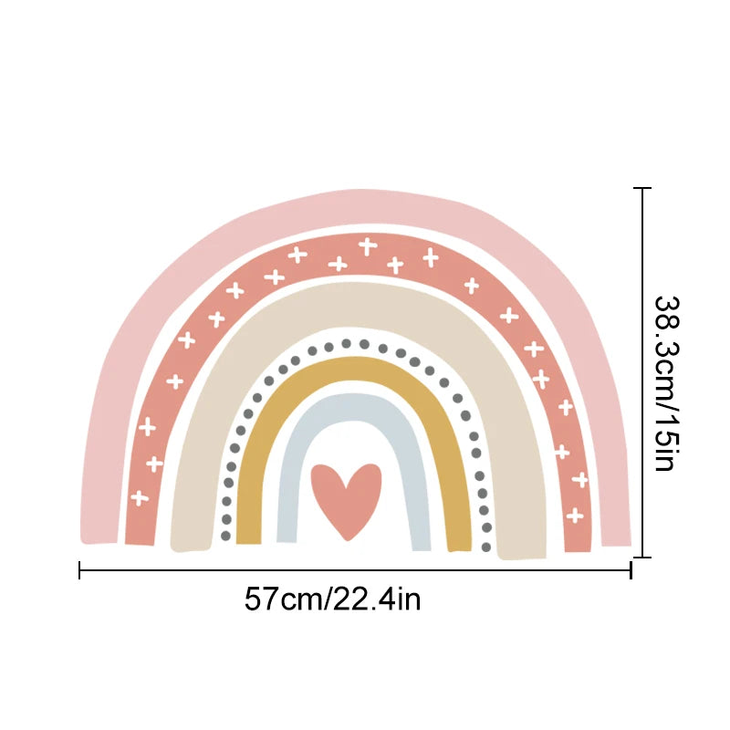 Rainbow Hearts Wall Bedroom Art Sticker