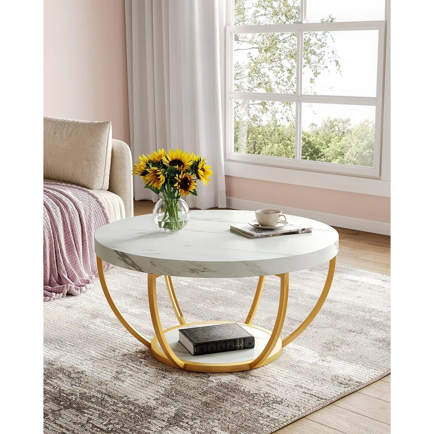 32" Round Marble Coffee Table