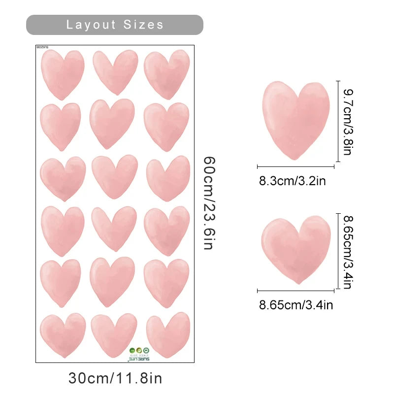 Rainbow Hearts Wall Bedroom Art Sticker