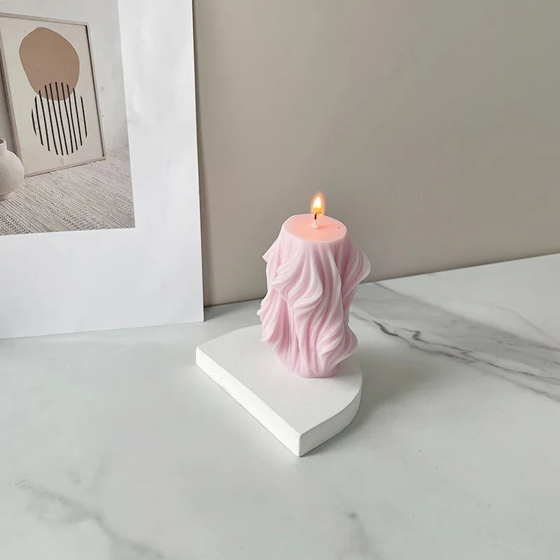 Geometric shape cylindrical wave candle