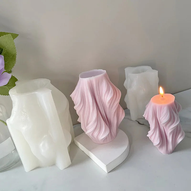 Geometric shape cylindrical wave candle