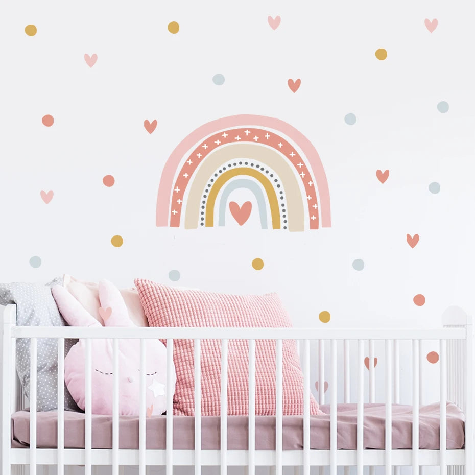 Rainbow Hearts Wall Bedroom Art Sticker