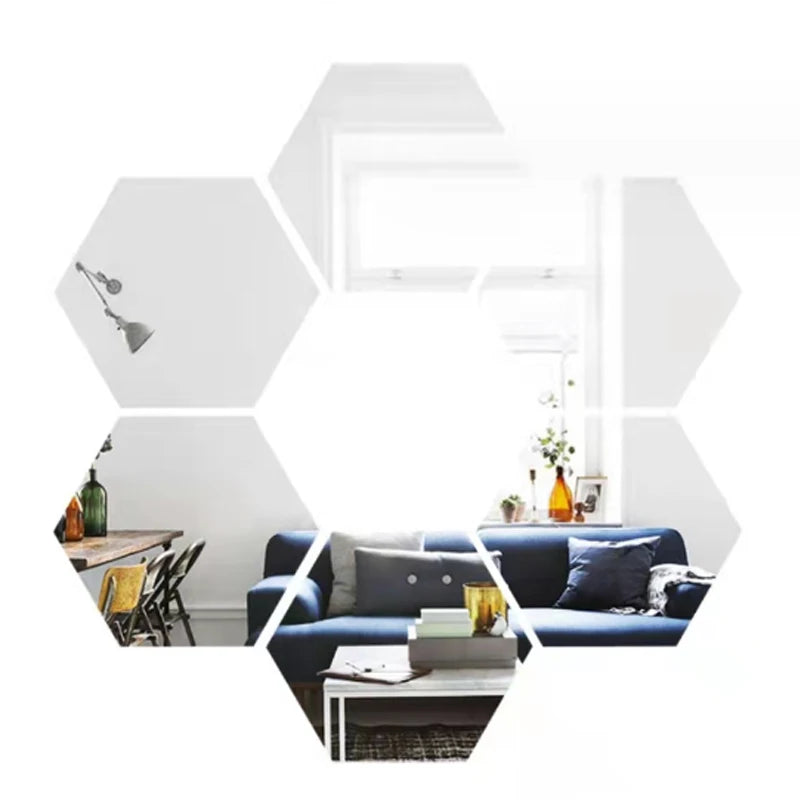 3D Hexagon Mirror Wall Sticker