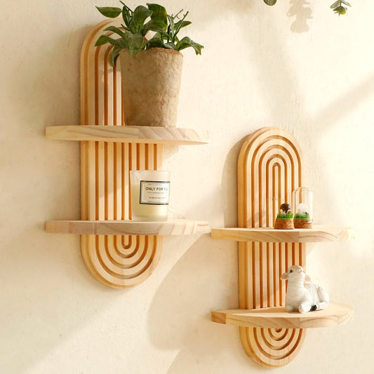 Boho Style Wooden Wall Shelves