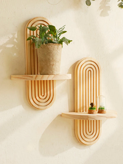 Boho Style Wooden Wall Shelves