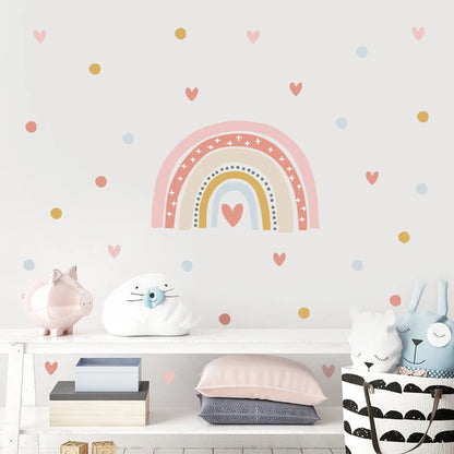 Rainbow Hearts Wall Bedroom Art Sticker
