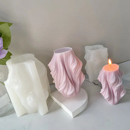 Geometric shape cylindrical wave candle