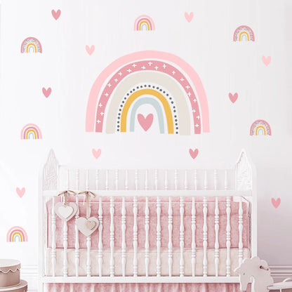 Rainbow Hearts Wall Bedroom Art Sticker