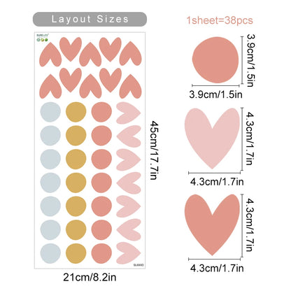 Rainbow Hearts Wall Bedroom Art Sticker