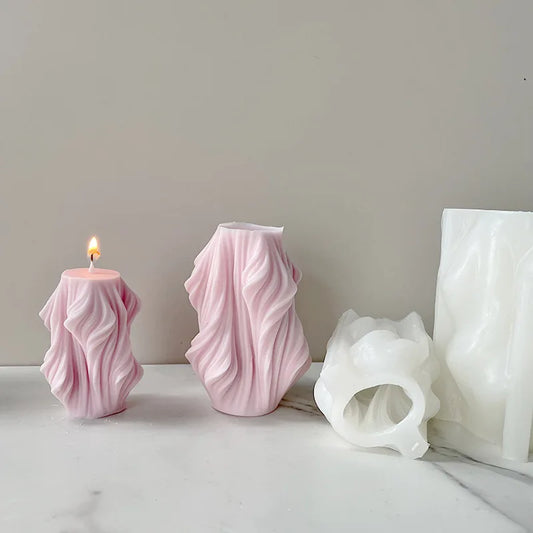 Geometric shape cylindrical wave candle